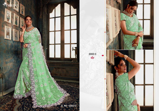 Vellora Vol 10 Soft Net Zarkan Work Designer Wedding Saree